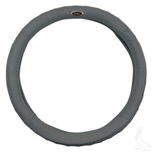 Steering Wheel Cover, Gray Leather, E-Z-Go 01+, Club Car 11+, Star (13.25"-13.6")