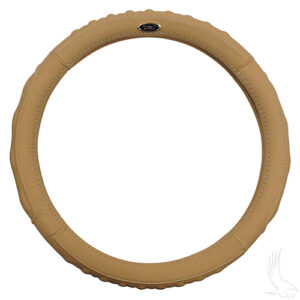 Steering Wheel Cover, Beige Leather, E-Z-Go 01-, Club Car 82-10, Yamaha (13.65"-14")