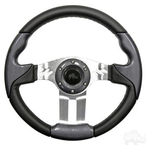 Steering Wheel, Aviator 5 Carbon Fiber Grip/Brushed Aluminum Spokes 13" Diameter