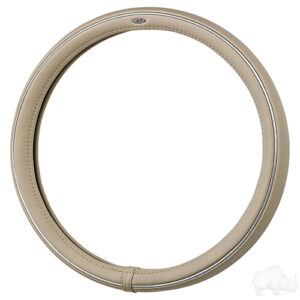 RHOX Steering Wheel Cover, Beige and Chrome