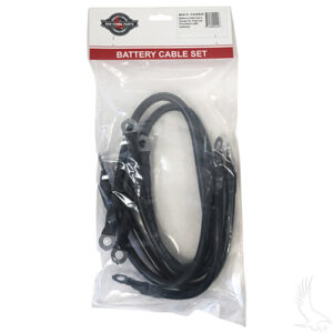 Battery Cable SET, Includes (2) 21" (2) 12" (1) 9" 4 gauge, Club Car Precedent w/ 8V Batteries