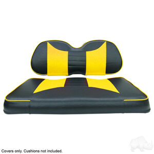 Seat Cover Set, Rally Black/Yellow, Club Car Precedent