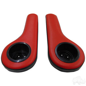 Universal Arm Rest Set with Cup Holders, Black and Red