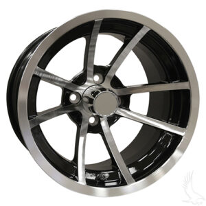 8 Spoke, Machined w/ Black w/ Center Cap, 14x7 ET-38