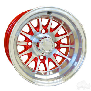 RHOX Phoenix, Machined w/ Red w/ Center Cap, 10x7 ET-15.5