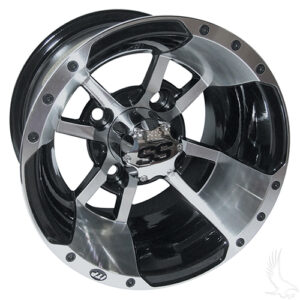 ITP SS112, Machined w/Black, w/ chrome center cap, 10x7