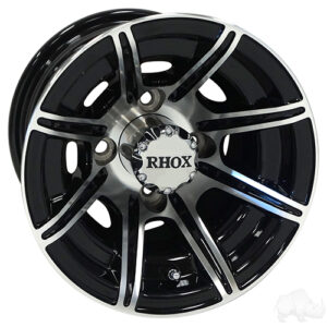 RHOX RX150, 8 Spoke Machined w/Gloss Black w/ Center Cap, 10x7 ET-22