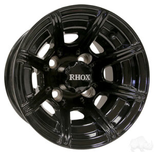 RHOX RX151, 8 Spoke Gloss Black w/ Center Cap, 10x7 ET-22