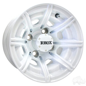 RHOX RX153, 8 Spoke White w/ Center Cap, 10x7 ET-22