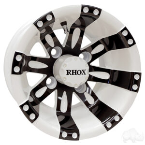 RHOX Vegas, White w/ Black w/ Center Cap, 10x7 ET-25