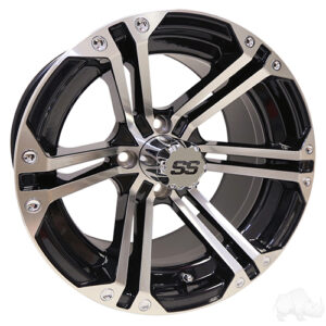 RHOX RX350, Machined w/ Black w/ Center Cap, 14x7 ET-25