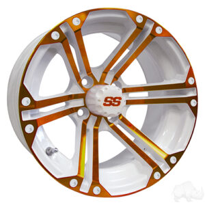 RHOX RX354 White and Orange w/Center Cap, 14x7 ET-25